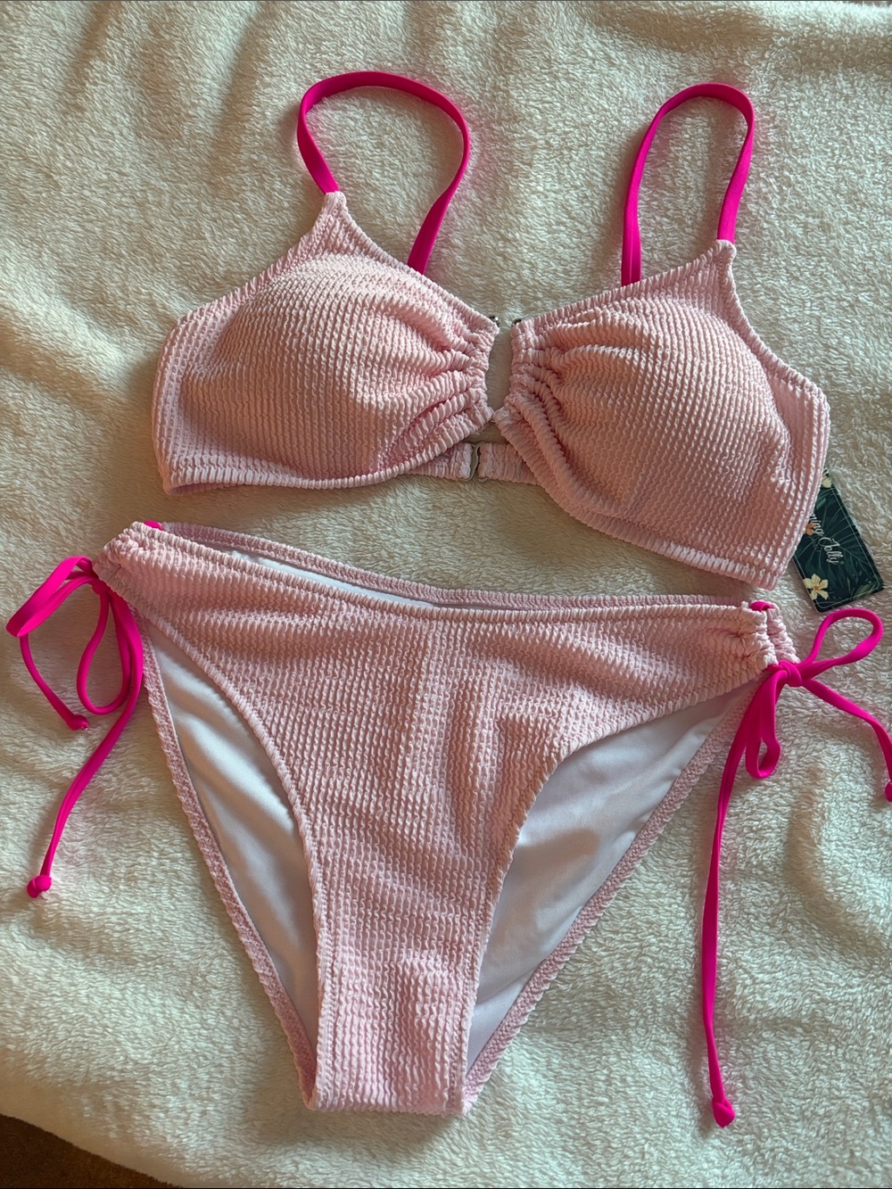 Blooming Jelly Hot Pink Textured Two-Piece Swim women’s large